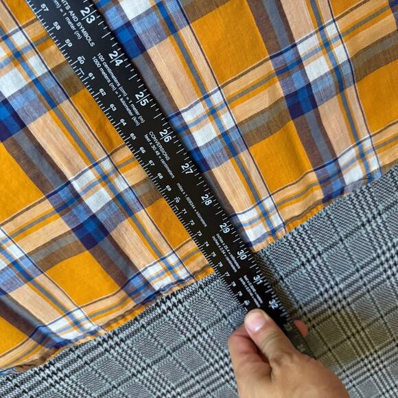 Banana Republic Shirt Orange Plaid Button-Up Slim Fit Size L - Picture 5 of 6